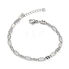 304 Stainless Steel Dapped Chains Bracelets for Women BJEW-D466-08B-P-2
