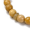 Natural Yellow Jade Beads Stretch Bracelets BJEW-A025-01J-3