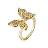 Butterfly Clear Cubic Zirconia Cuff Ring RJEW-SZ0001-13-1