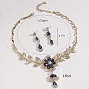 Flower Alloy Rhinestone Pendant Necklaces & Teardrop Stud Dangle Earrings Sets FS-WG19EE6-04-2