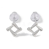 Anti-Tarnish Rhodium Plated Square 999 Sterling Silver Stud Earrings for Women EJEW-S215-13P-2