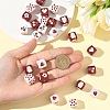 35Pcs 7 Styles Opaque Printed Acrylic Beads MACR-YW0004-38-3