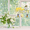 Bee Wood Hanging Welcome Sign HJEW-WH0071-01-4