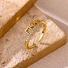 Mother's Day Brass Micro Pave Cubic Zirconia Cuff Open Rings for Women RJEW-F217-09G-1