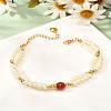 Healing Reiki Round Natural Carnelian Beaded Bracelets for Girl Women X1-BJEW-TA00013-6