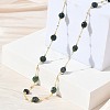 Natural Moss Agate Faceted Flat Round Beaded Chain Necklaces with Matte Brass Beads GG-CBA37F5-01G-03-3