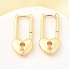 Brass Lock Hoop Earrings EJEW-Z121-03G-1