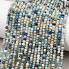 Natural Blue Azurite in Calcite Beads Strands X-G-P618-3mm-01-1
