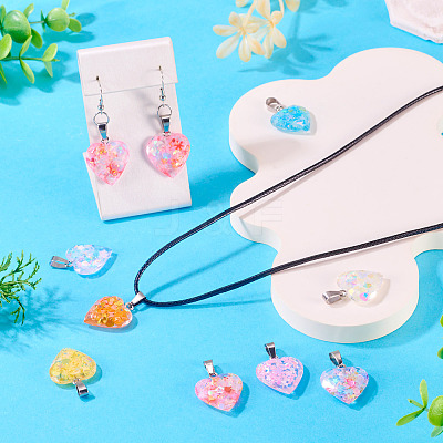 15Pcs Luminous Resin Sequins Pendants RESI-TA0004-20C-1