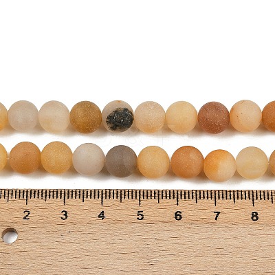 Frosted Round Natural Yellow Aventurine Bead Strands G-J338-06-8mm-1
