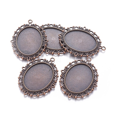 Tibetan Style Oval Pendant Cabochon Settings LS-TIBE-473-R-NR-1