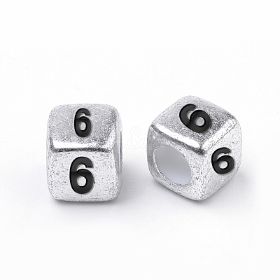 Antique Silver Plated Acrylic Beads PB43C9308-6-1