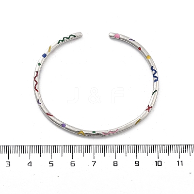 Brass Open Cuff Bangles for Women BJEW-G736-12P-03-1