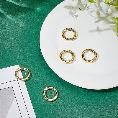 5Pcs Rack Plating Brass Spring Gate Rings KK-ME0003-16-1
