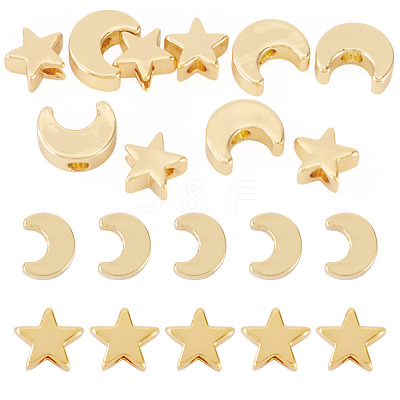10Pcs 2 Styles Brass Beads KK-TA0003-27-1