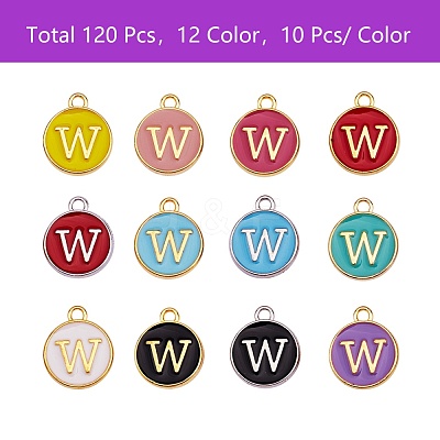 120Pcs 12 Colors Golden Plated Alloy Charms ENAM-SZ0001-64W-1