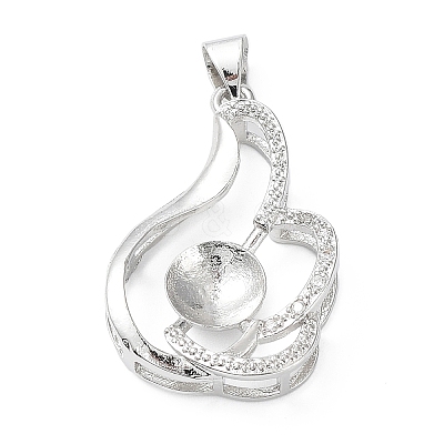 Platinum Plated Brass Pendant Cabochon Settings KK-Q776-01P-06-1