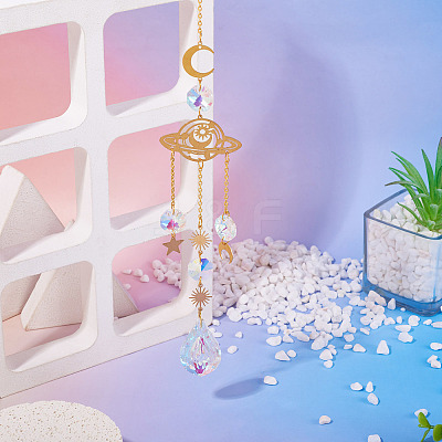 1Pc Faceted Glass Sun Catcher Pendant Decorations AJEW-TA0002-88-1
