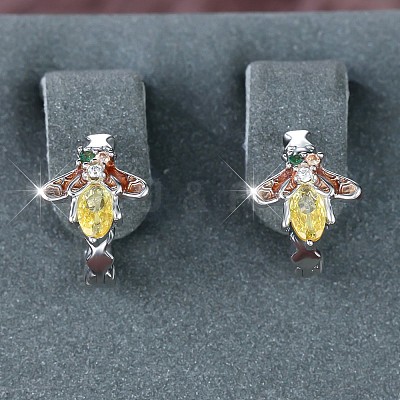 Brass Micro Pave Cubic Zirconia Huggie Hoop Earrings WG4D997-01-1