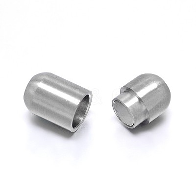 Tarnish Resistant Barrel 304 Stainless Steel Magnetic Clasps with Glue-in Ends X-STAS-D059-18C-1