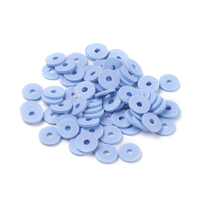 Flat Round Handmade Polymer Clay Beads CLAY-R067-8.0mm-32-1
