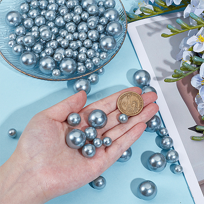 150Pcs 3 Styles ABS Plastic Imitation Pearl Round Beads KY-SP0001-63C-1