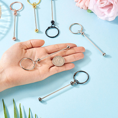 15Pcs 5 Colors Iron Bar Beadable Keychain Clasps AJEW-TA0002-14-1