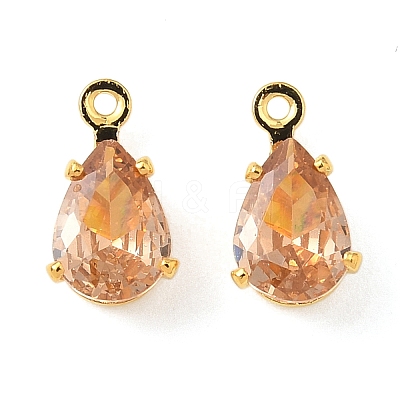 Brass Micro Pave Cubic Zirconia Charms KK-S336-02G-E-1