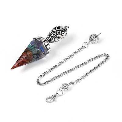 Natural & Synthetic Gemstone Chip & Epoxy Resin Dowsing Pendulum Big Pendants AJEW-N004-01A-1