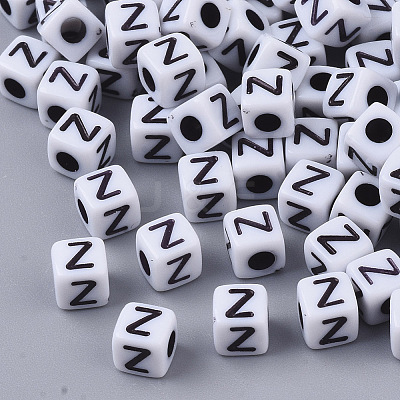 White Opaque Acrylic Beads X-MACR-R869-02Z-1