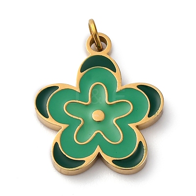 316 Surgical Stainless Steel Enamel Pendants STAS-K258-40C-G-1