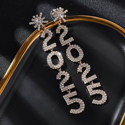 Brass Rhinestone Stud Earrings EJEW-Q012-02G-1