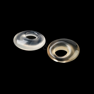 Natural White Chalcedony Flat Round Charms G-P537-03A-1