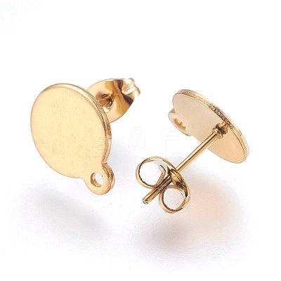 Ion Plating(IP) 304 Stainless Steel Stud Earring Findings STAS-G178-02G-10mm-1