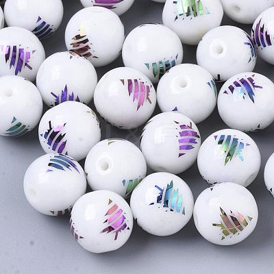 Christmas Opaque Glass Beads X-EGLA-R113-02D-1
