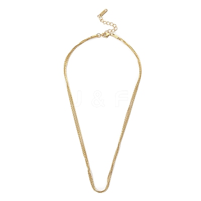 201 Stainless Steel Boston Link Chains Multi Layered Necklaces for Women NJEW-D055-09G-1