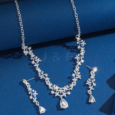 Alloy Rhinestone Stud Earrings & Necklaces Sets for Women FS-WGD2CB4-03-1