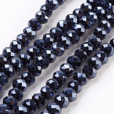 Electroplate Glass Beads Strands GLAA-K027-FP-A01-1