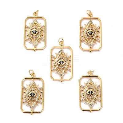 Brass Micro Pave Cubic Zirconia Pendants ZIRC-P092-034G-RS-1
