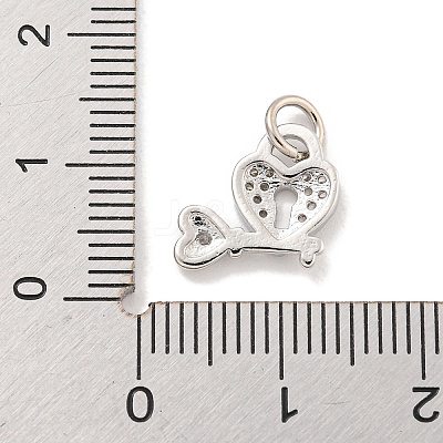 Rack Plating Brass Micro Pave Clear Cubic Zirconia Charms KK-Q814-05P-1