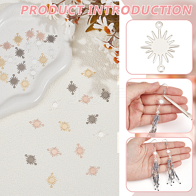32Pcs 4 Colors Brass Connector Charms KK-BC0014-16-1
