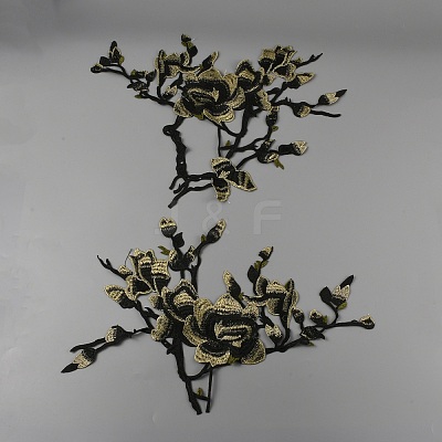 Flower & Branch Pattern Polyester Fabrics Computerized Embroidery Cloth Sew on Appliques PATC-WH0009-05C-1