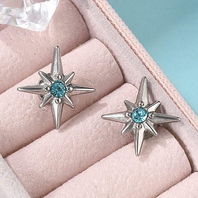 Rhinestone Star Clip-on Earrings EJEW-B116-01P-04-1