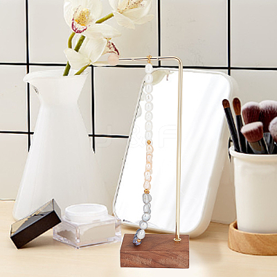 3Pcs 3 Sizes Alloy Jewelry Display Stands with Wood Base EDIS-WH0022-25-1