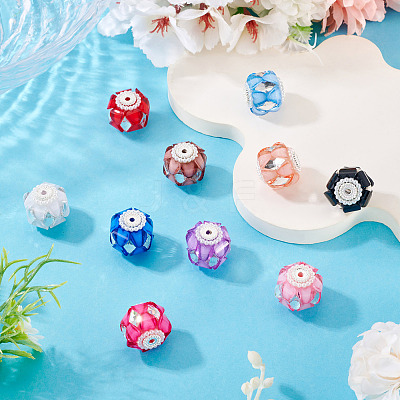 10Pcs 10 Colors Transparent Acrylic Beads CLAY-TA0002-07-1