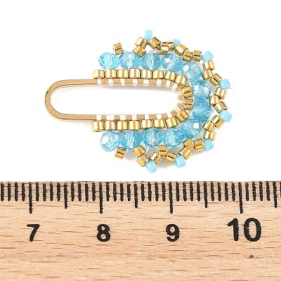 Brass & Seed Baeded & Glass Connector Charms PALLOY-MZ01372-01-1