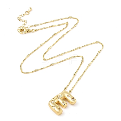 Brass Micro Pave Clear Cubic Zirconia Pendant Necklaces NJEW-Z038-01G-E-1