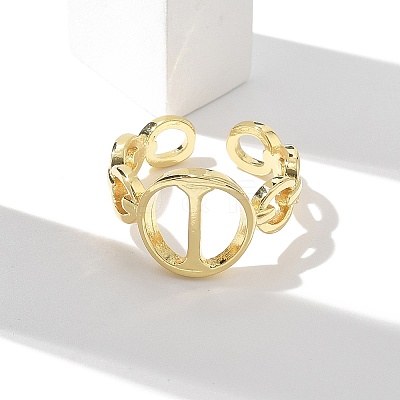 Brass Open Cuff Rings for Women RJEW-K289-01G-I-1