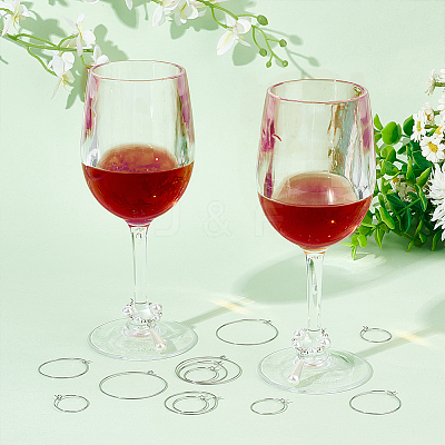 300Pcs 3 Styles 316 Surgical Stainless Steel Wine Glass Charms Rings STAS-UN0053-43-1
