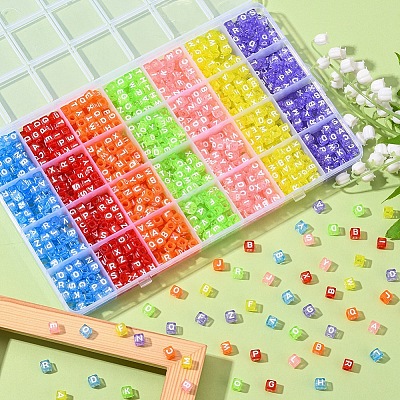 1190Pcs 7 Colors Transparent Acrylic Beads TACR-YW0001-58-1